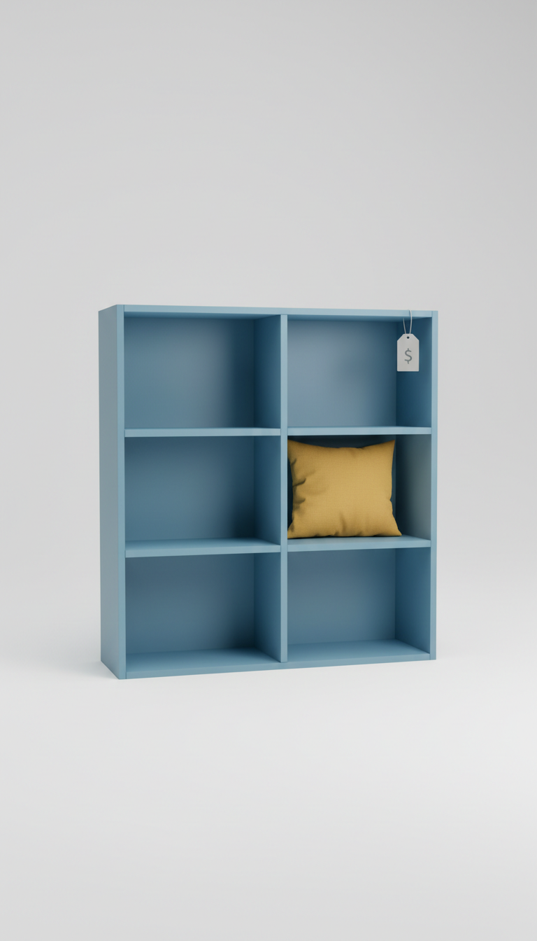 Utility blue bookshelf with adjustable shelves